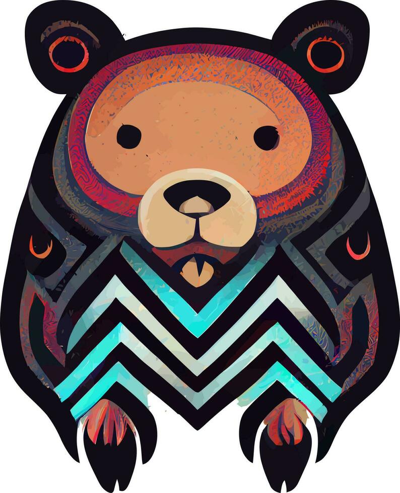 vector de ilustración de oso lindo aislado en blanco con estilo tribal bueno para logotipo o personalizar su diseño