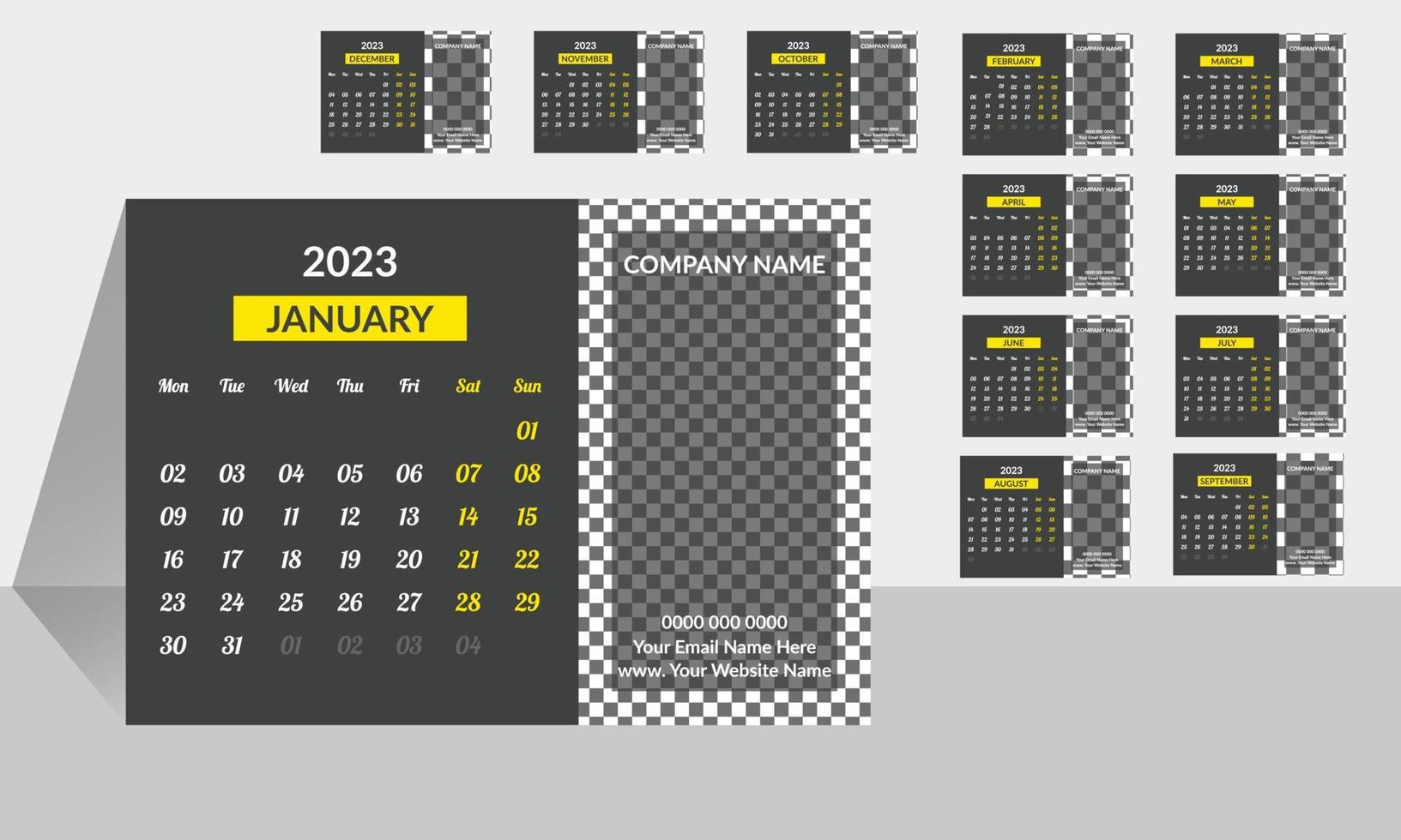 feliz año nuevo 2023 nuevo archivo vectorial de diseño de calendario vector