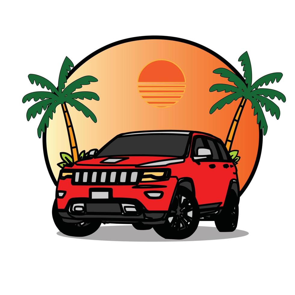 vector de coche deportivo aislado sobre fondo de verano