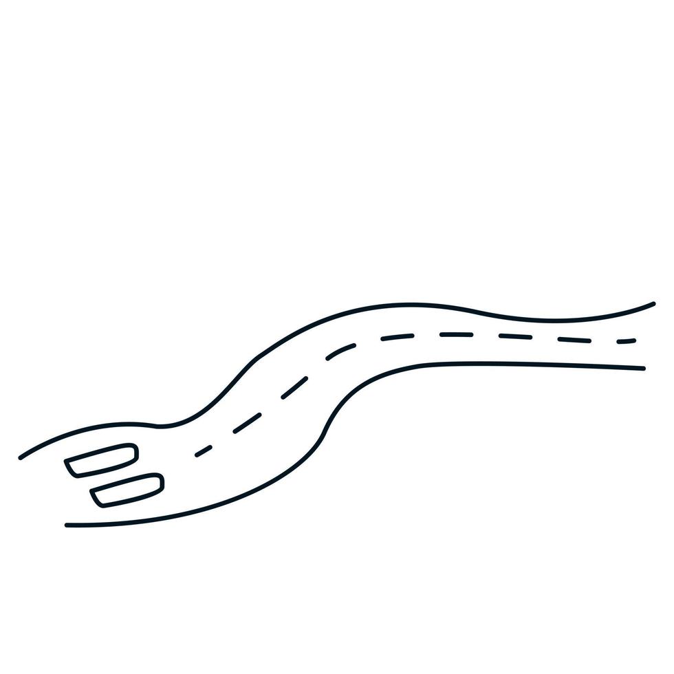 Doodle style driveway. Vector illustration of a hand-drawn road