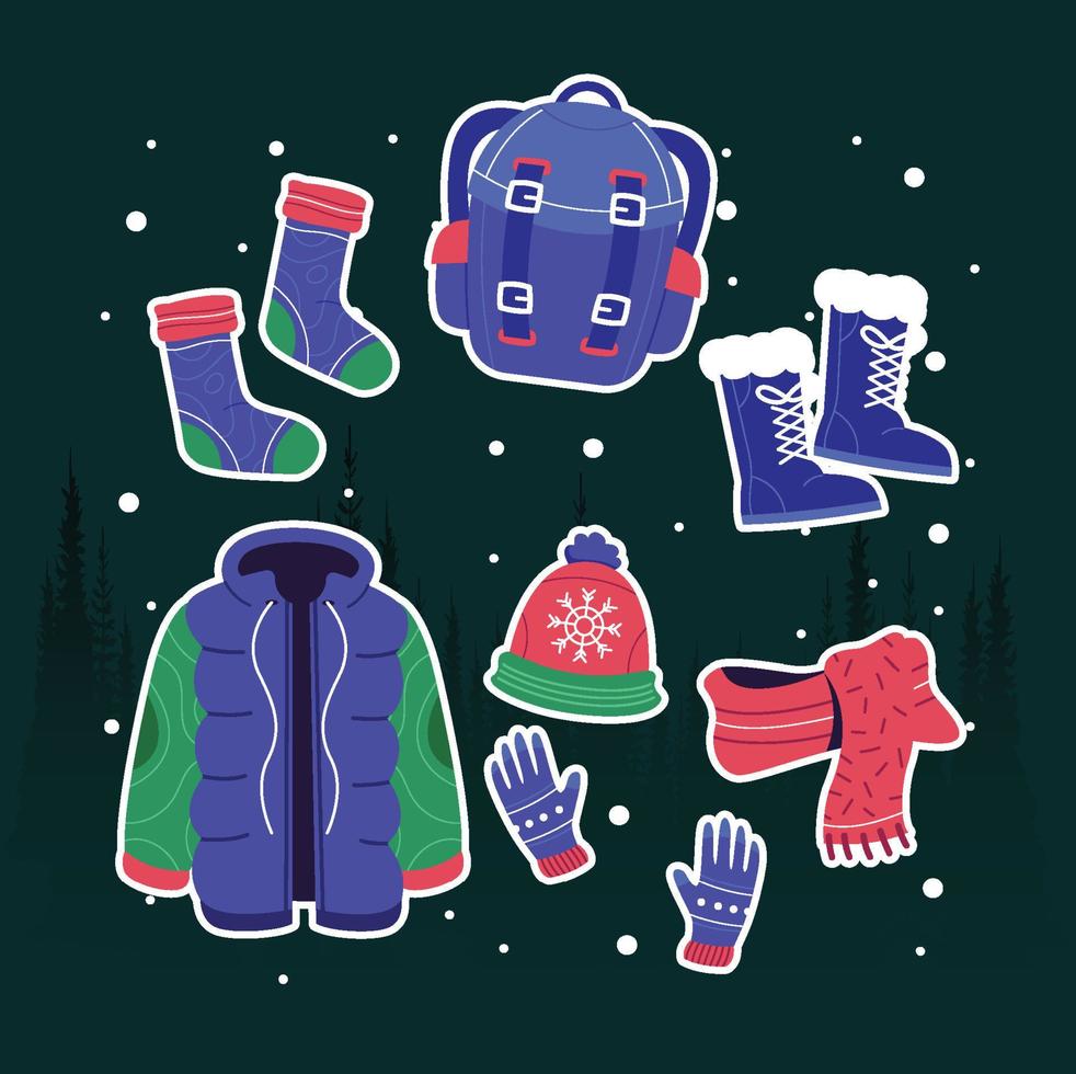 ilustración vectorial de la colección de ropa de invierno vector