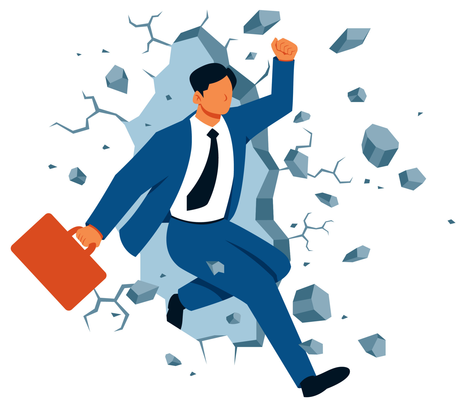 Businessman Crushing Wall 13076844 Vector Art at Vecteezy