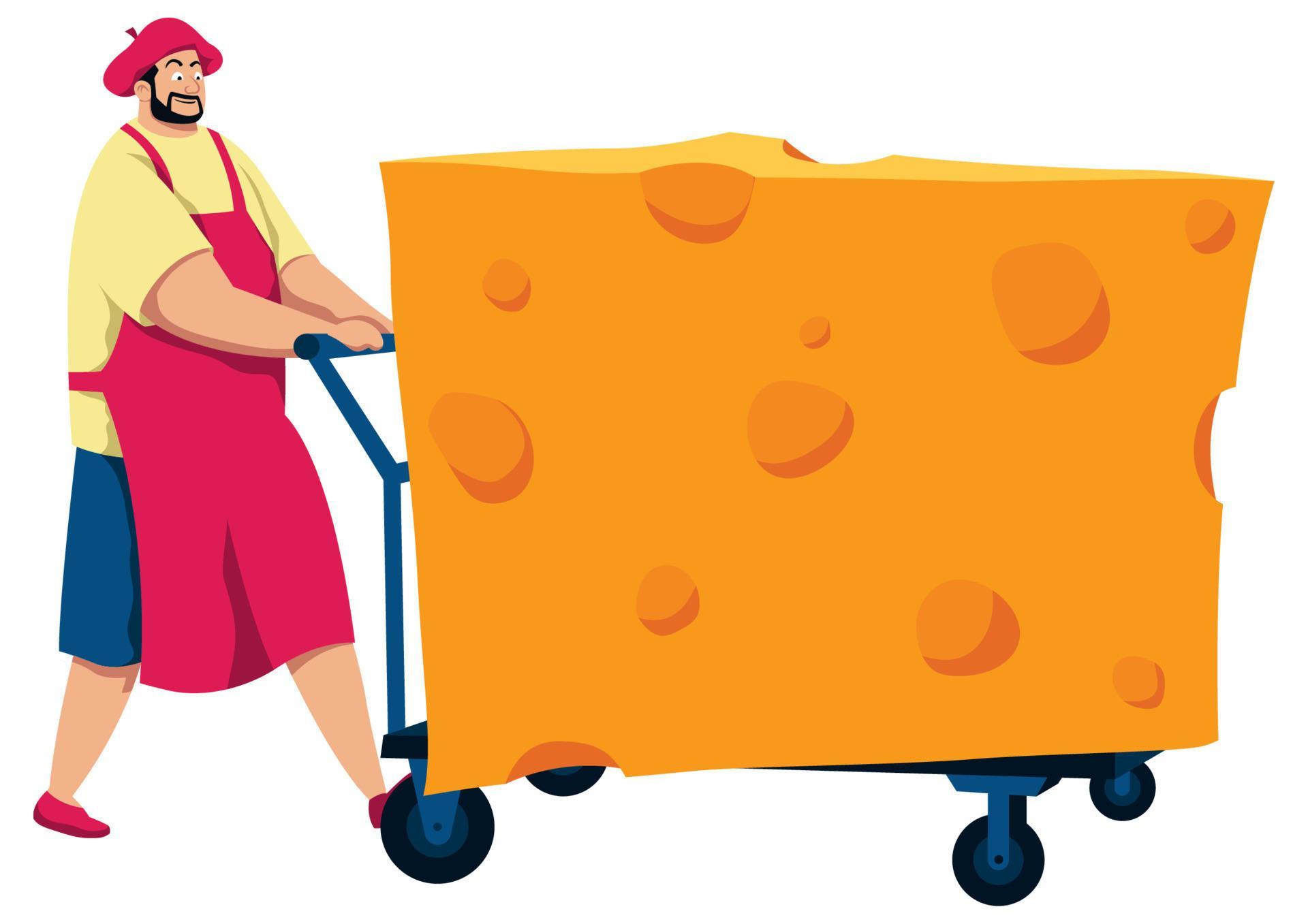 Cheesemonger bringing Cheese 13076857 Vector Art at Vecteezy