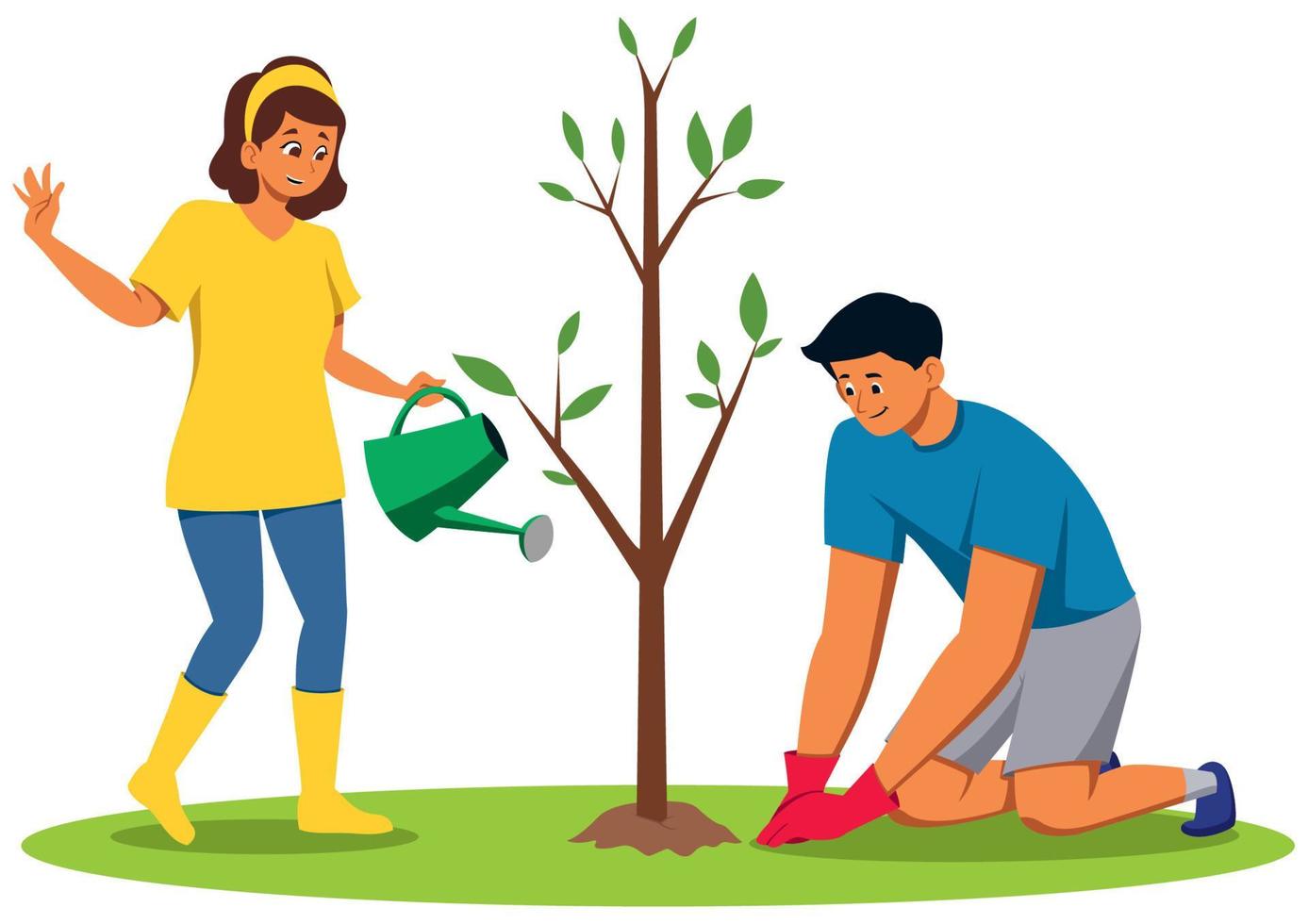 Couple Planting Tree vector