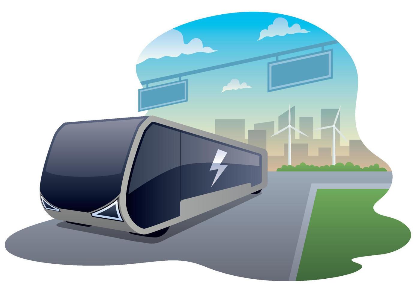 autobús eléctrico en blanco vector