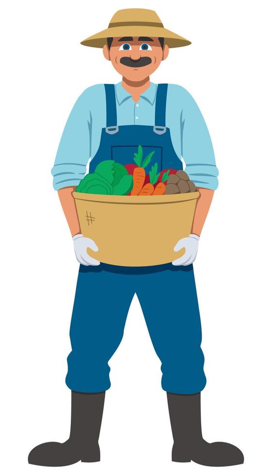 Farmer Holding Basket vector