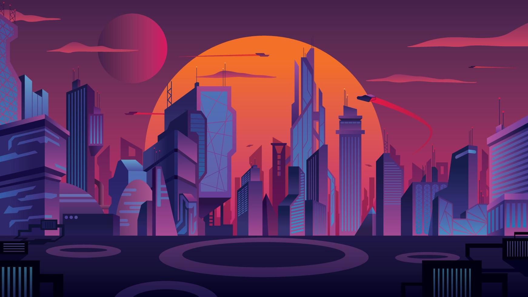 paisaje de la ciudad futurista vector