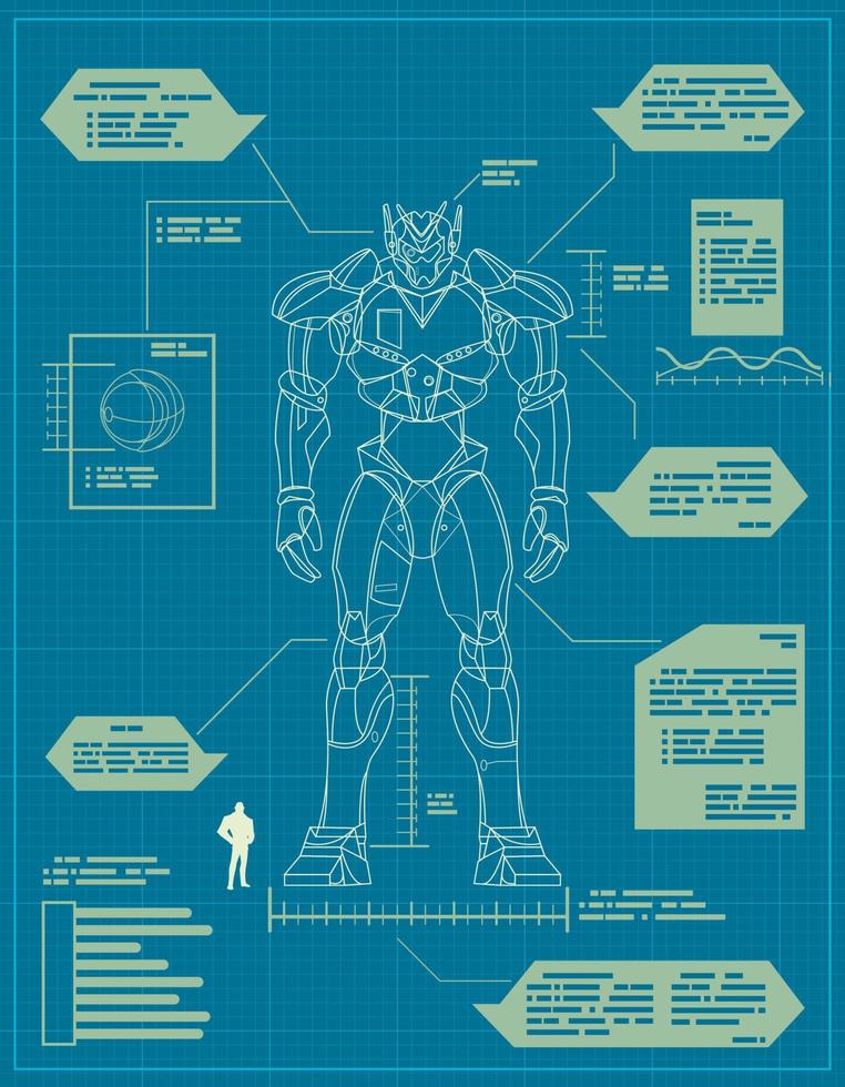 Giant Robot Blueprint vector