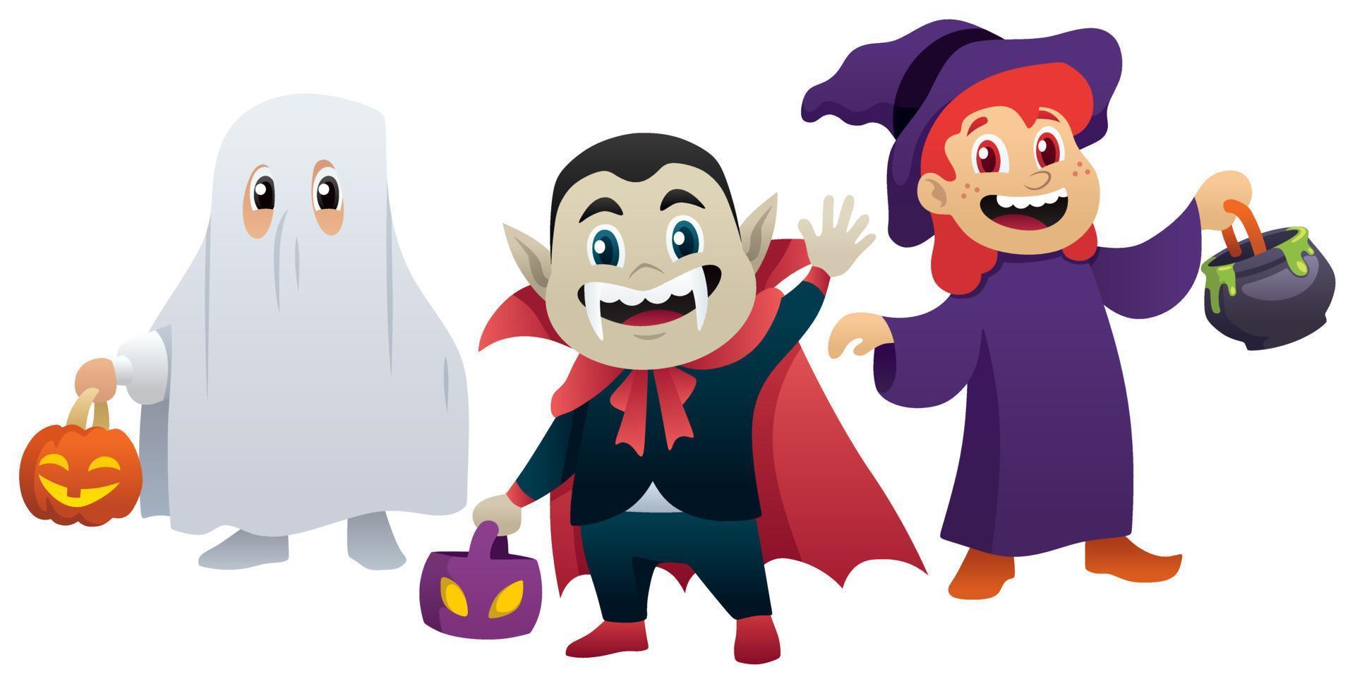 Halloween Kids on White vector