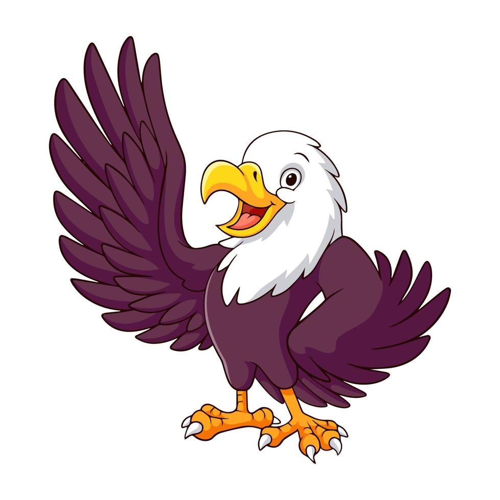 Cartoon eagle flapping its wings isolated on a white background vector