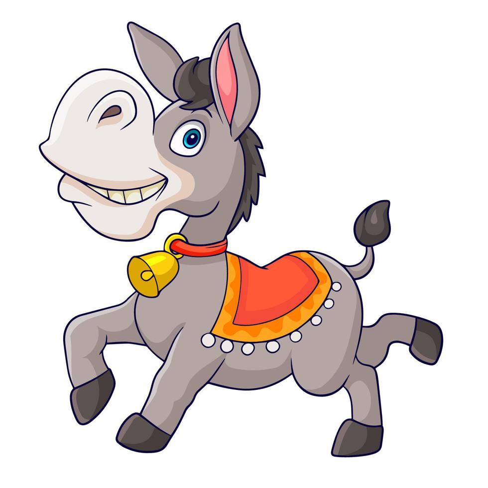 Mexican donkey wearing a sombrero and a colorful blanket. on white background vector
