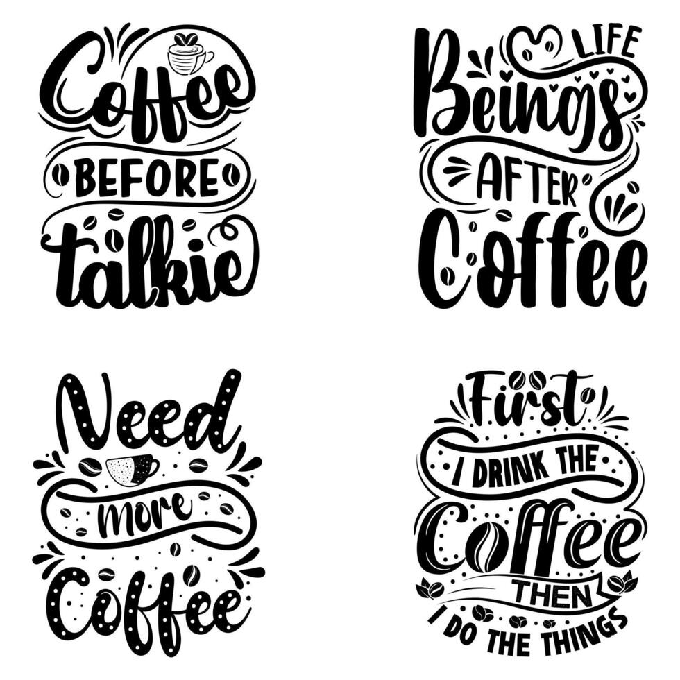 Coffee t shirt vector bundle, Set of Coffee element, Coffee cup hand draw illustration