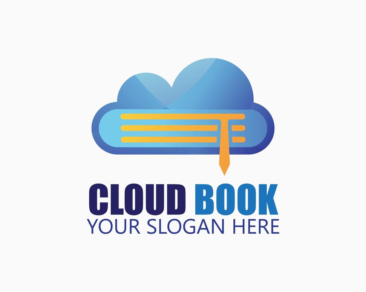 cloud book logo design template. modern style logo. book and cloud