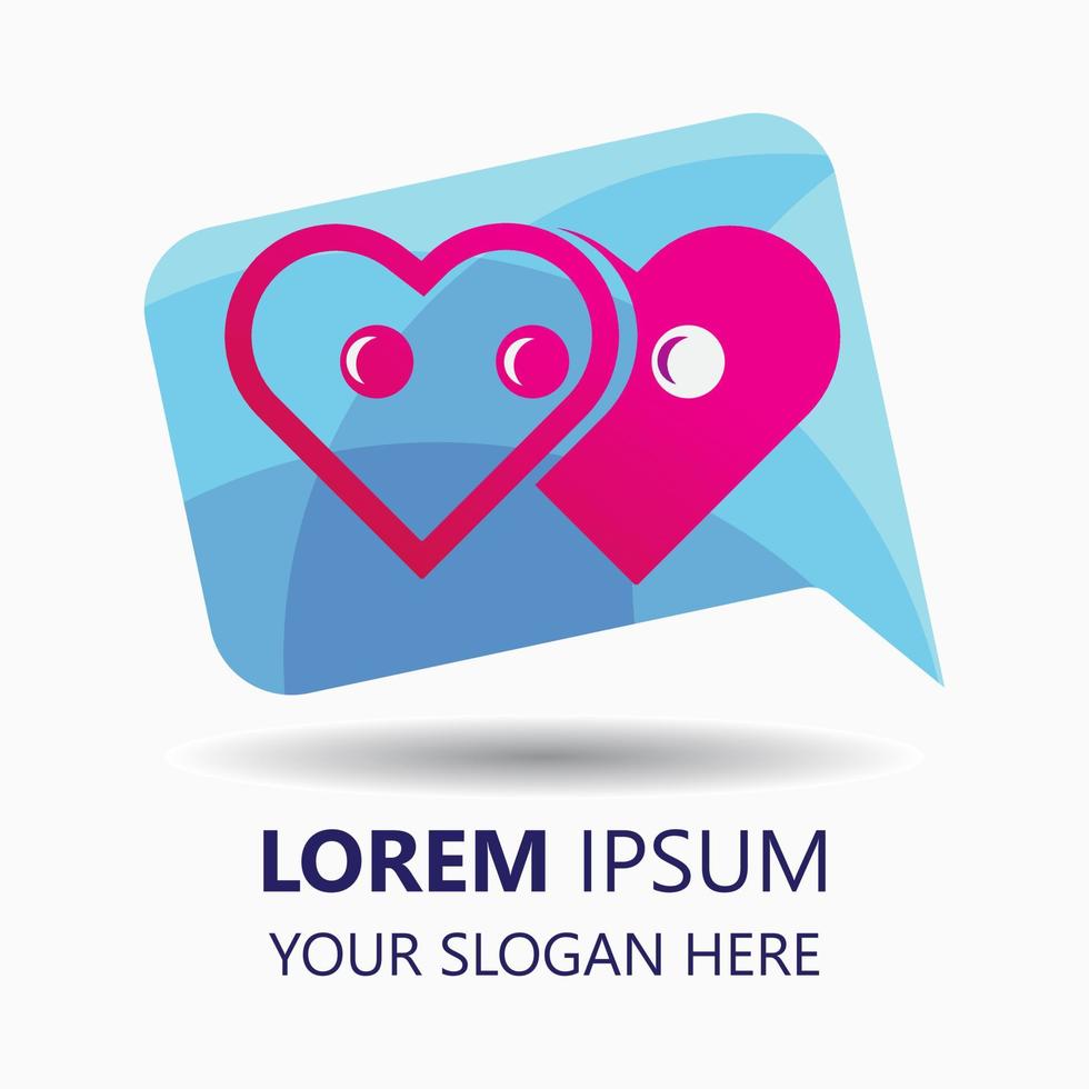 chat love logo design template. simple logo modern style. love and chat illustration vector