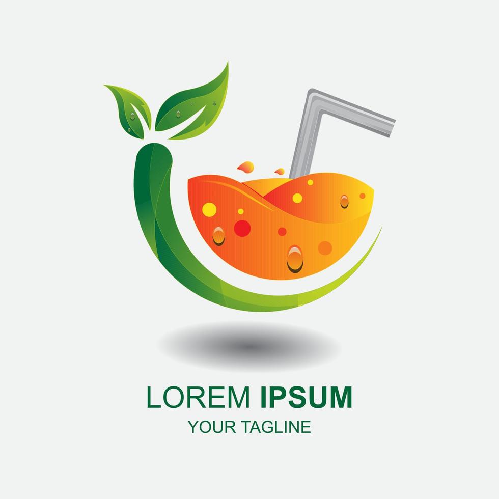 plantilla de diseño de logotipo de jugo de naranja. logotipo de frutas. vector de ilustración de naranja y fruta