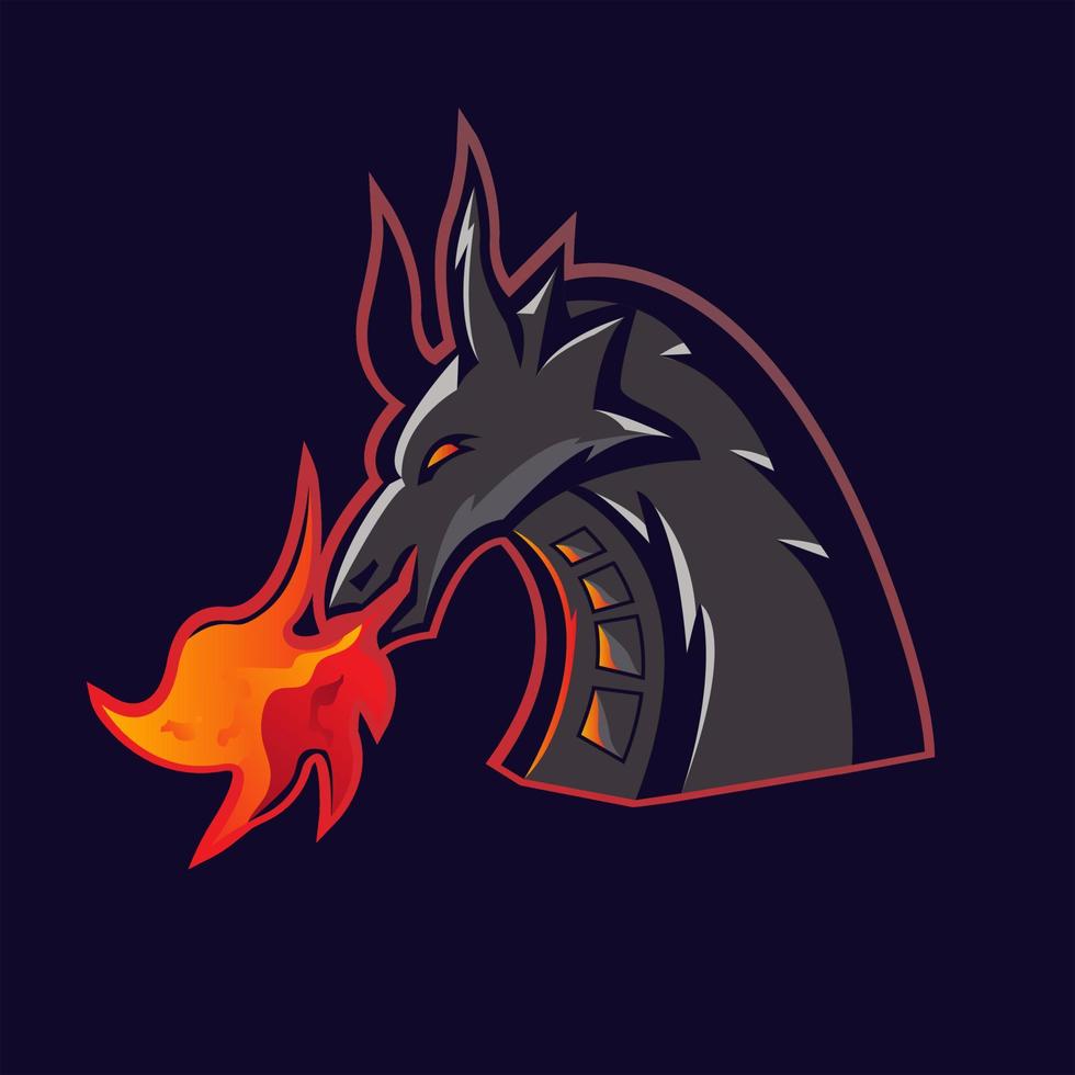 vector de diseño de logotipo de mascota de fuego printdragon