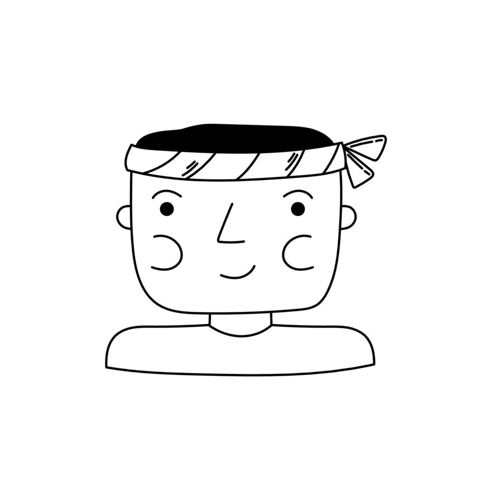 Doodle portrait of a cute sushi chef vector