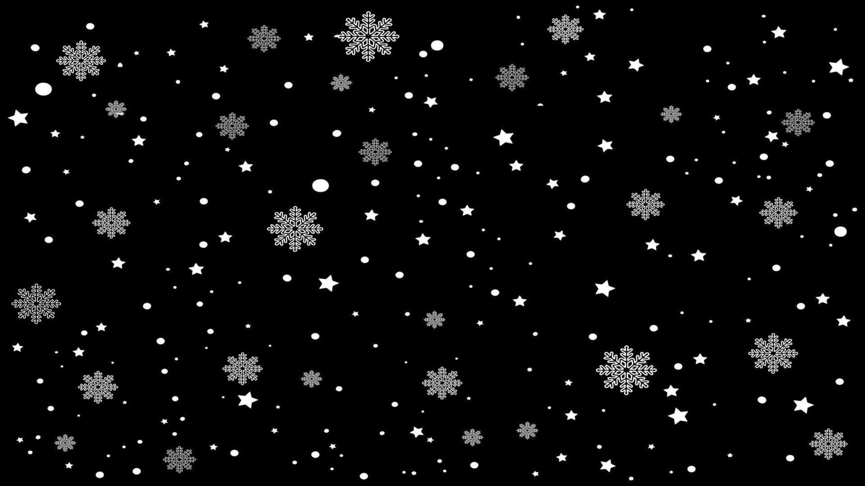 Snow black background. Christmas snowy winter design. White falling snowflakes, abstract landscape. Cold weather effect. Magical fantasy nature snow texture decoration. Vector illustration