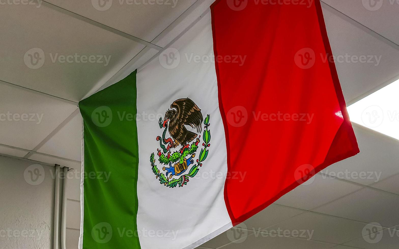 Mexican green white red flag in Zicatela Puerto Escondido Mexico. photo