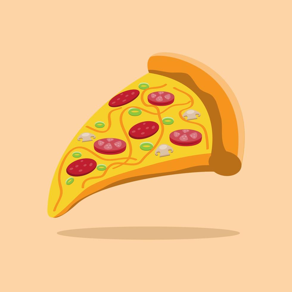 fast food pizza with delicious vegetables, meat, cheese and mushrooms vector