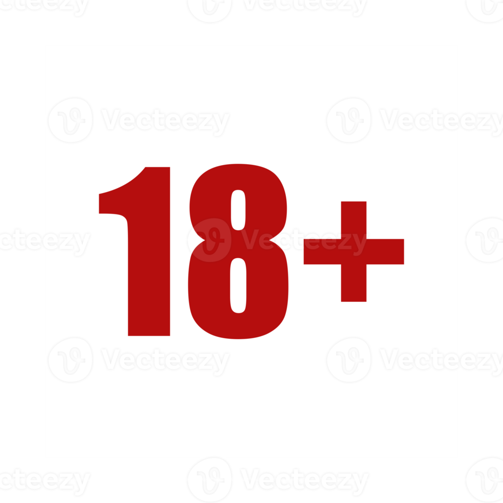 Sign of Adult Only Icon Symbol for Eighteen Plus 18 plus and Twenty One Plus 21 plus Age on White Frame. Format PNG