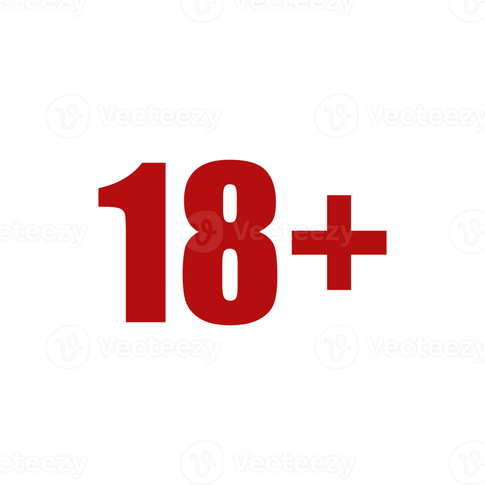 Sign of Adult Only Icon Symbol for Eighteen Plus 18 plus and Twenty One Plus 21 plus Age on White Frame. Format PNG