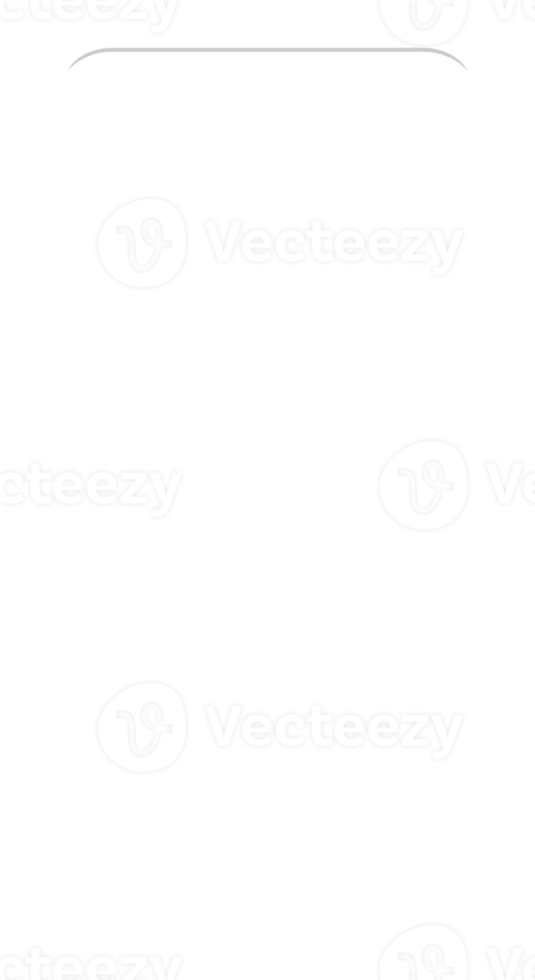 Front View of the Smartphone Silhouette for mockup with blank screen. Format PNG