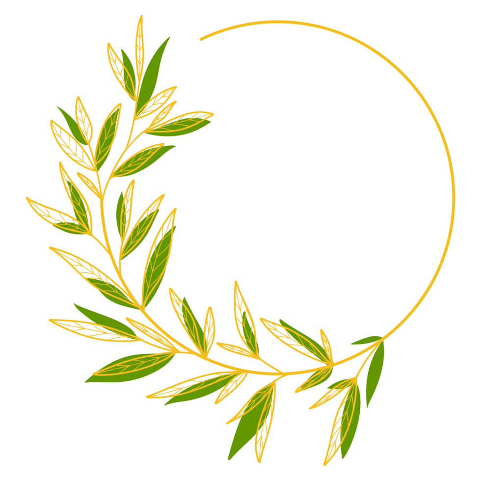Gold Circle Frame with Leaves png