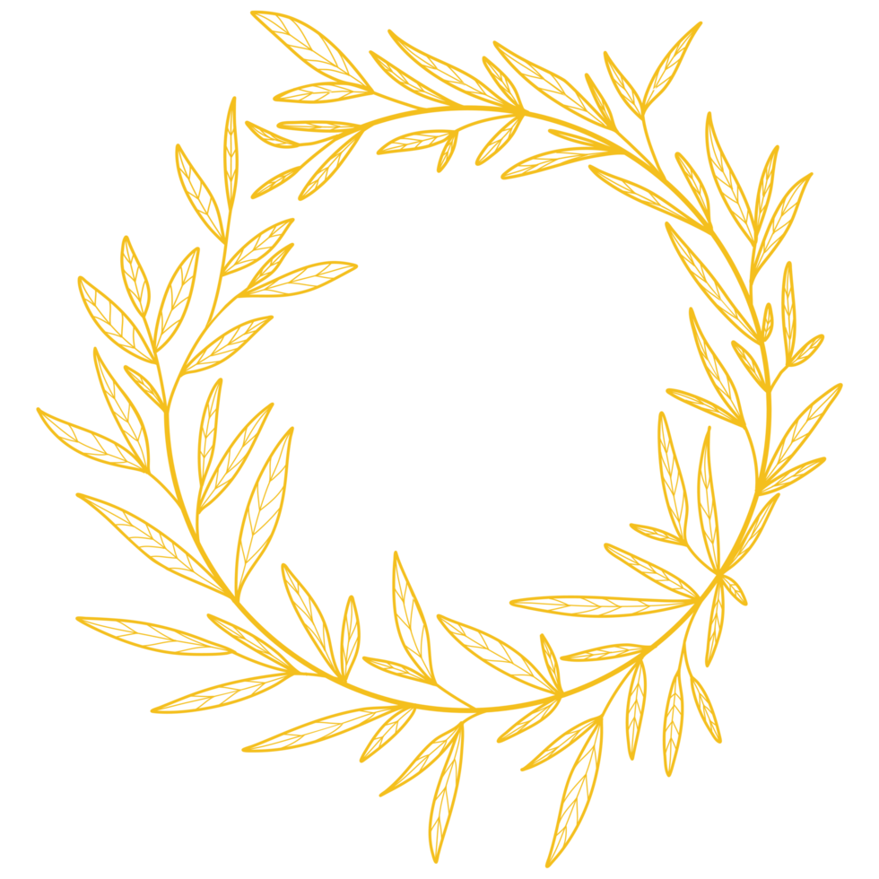 Gold Circle Frame Leaves png