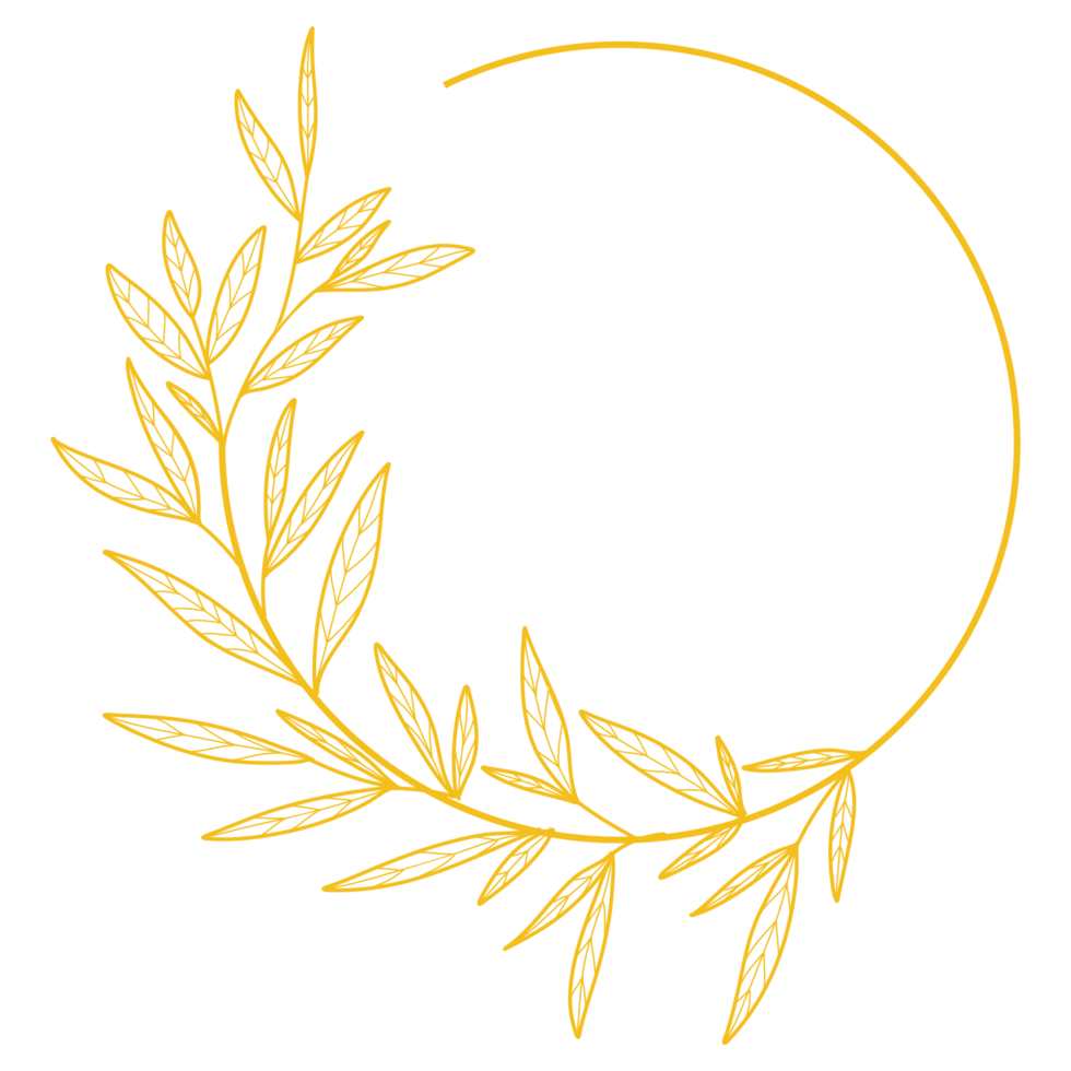 Gold Circle Frame Leaves png