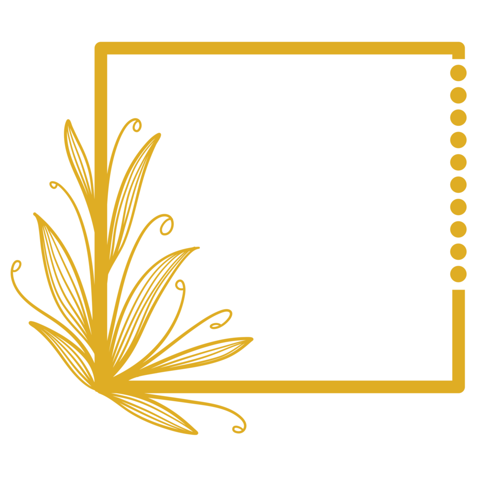 cadre rectangle doré avec des feuilles png