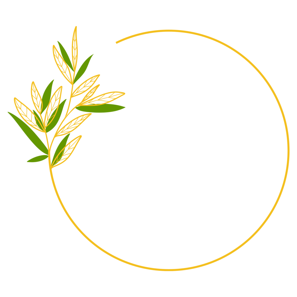 Gold Circle Frame with Leaves png