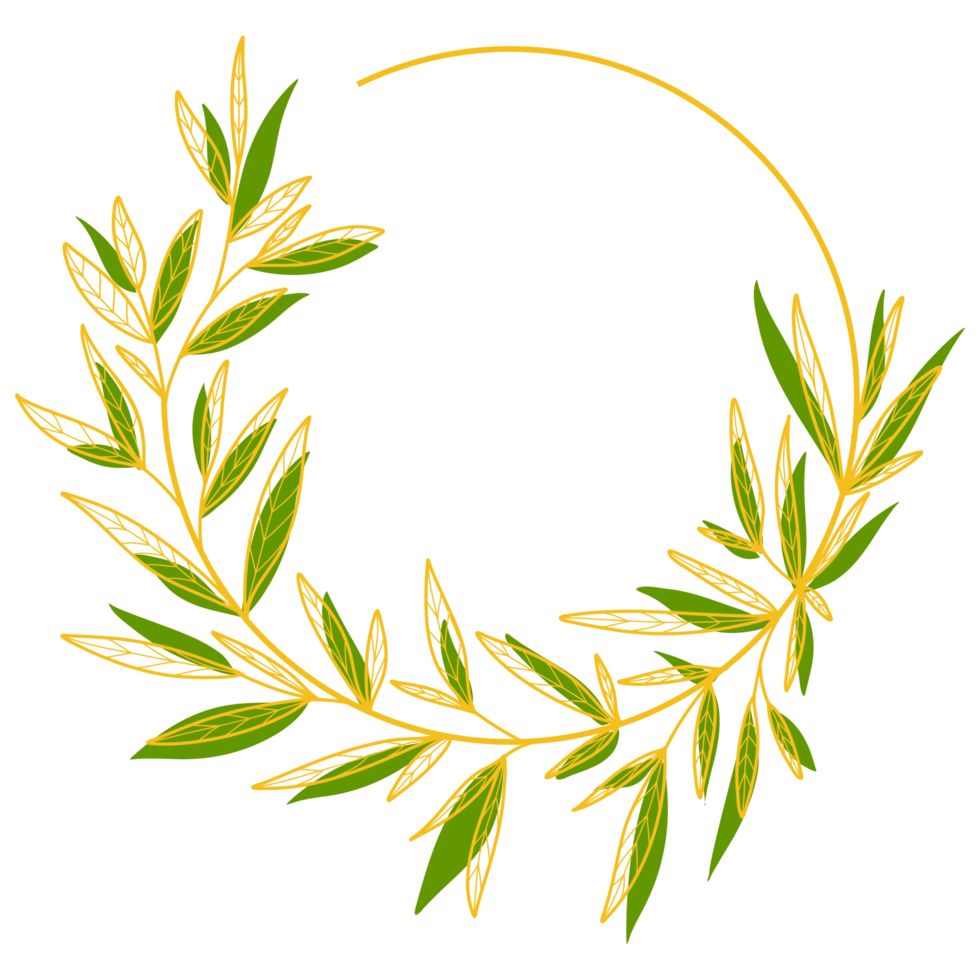 Gold Circle Frame with Leaves png