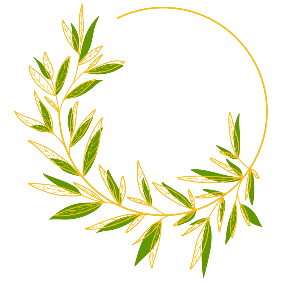 Gold Circle Frame with Leaves png