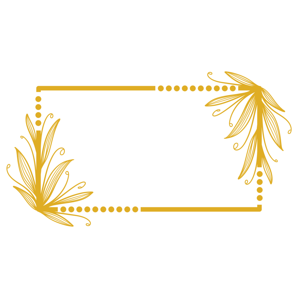 Golden Rectangle Frame with Leaves png
