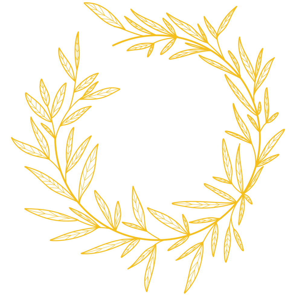 Gold Circle Frame Leaves png