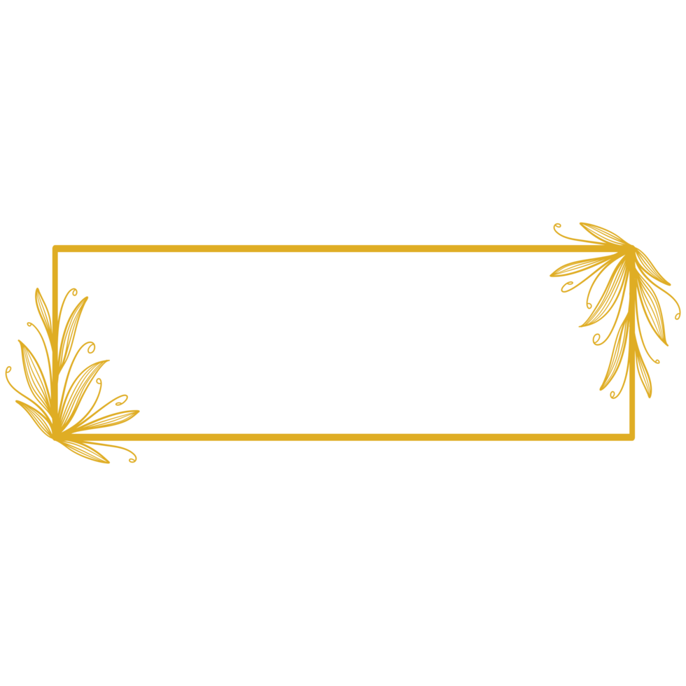 goldener rechteckrahmen mit blättern png