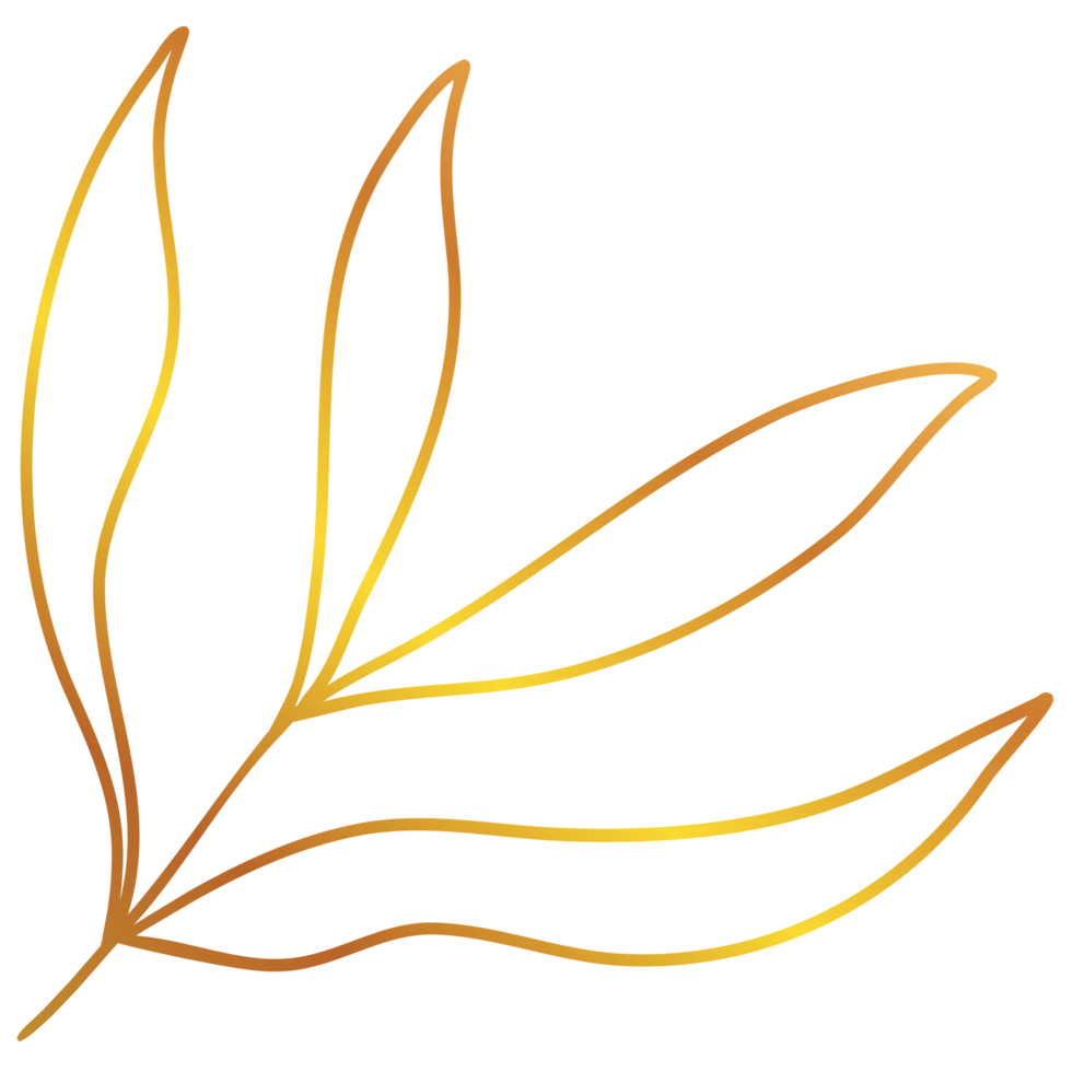 Golden Leaves Line Art 13077827 PNG