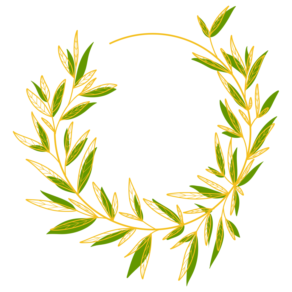 Gold Circle Frame with Leaves png