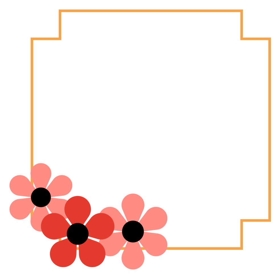 Gold Frame with Pink Flower png
