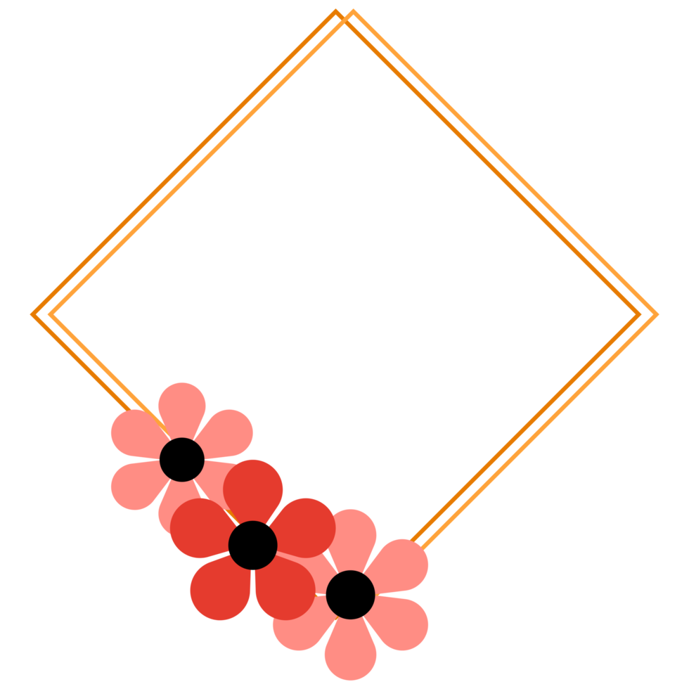 moldura de ouro com flor rosa png