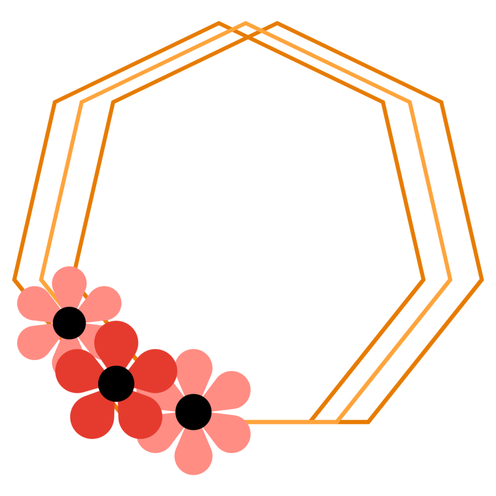 Gold Frame with Pink Flower png