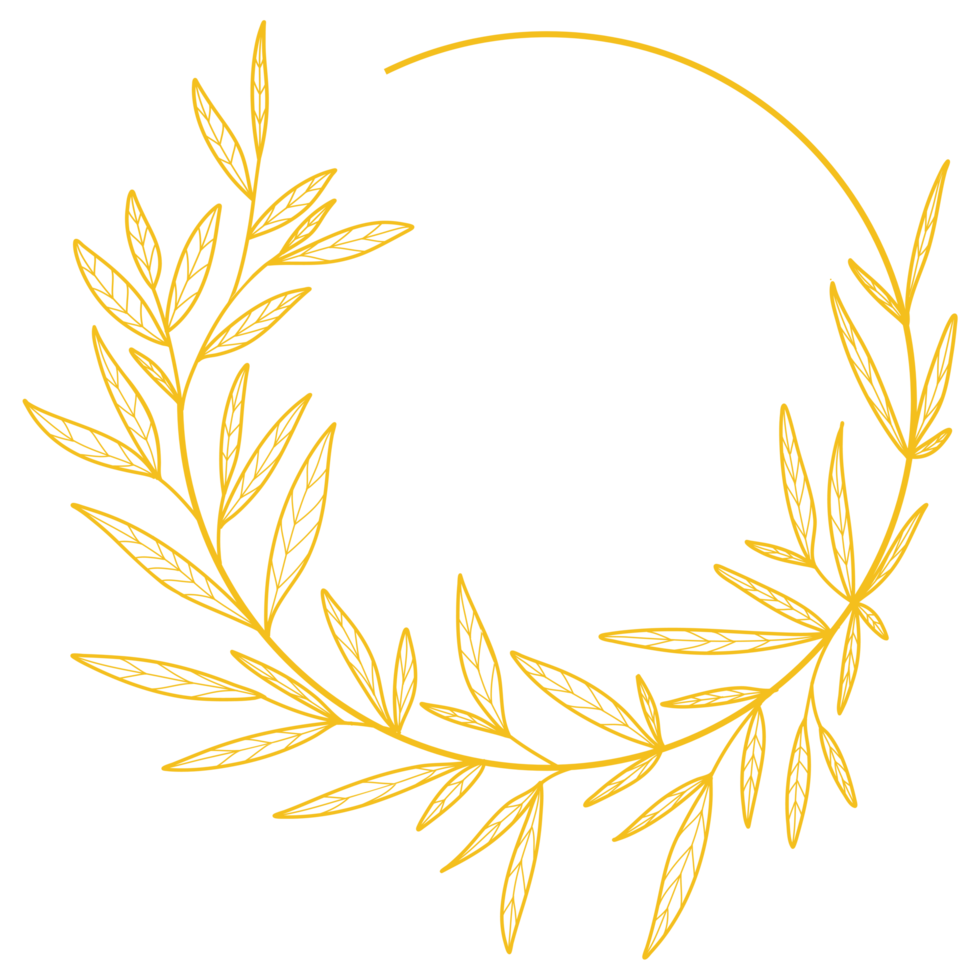 Gold Circle Frame Leaves png