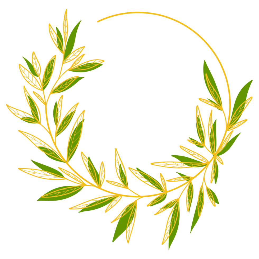 Gold Circle Frame with Leaves png