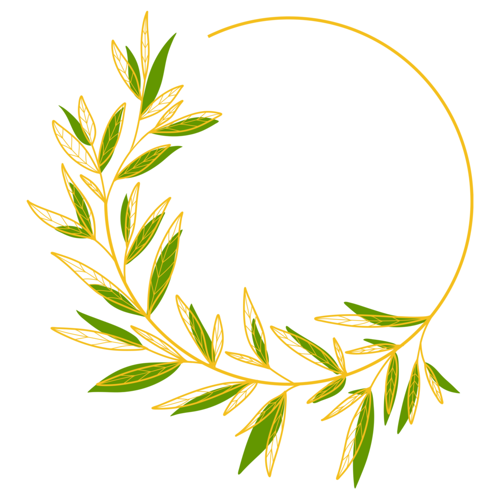 Gold Circle Frame with Leaves png