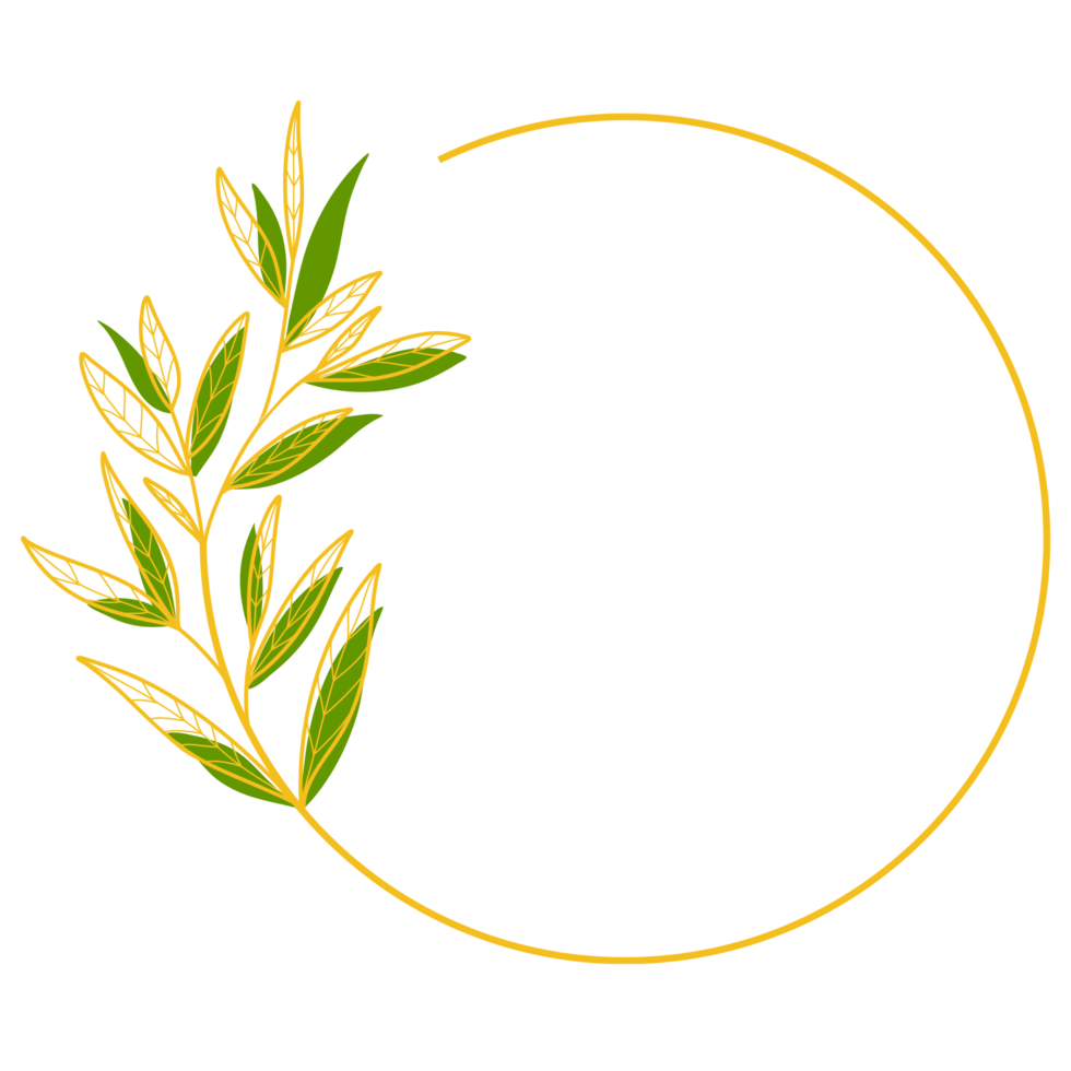 Gold Circle Frame with Leaves png