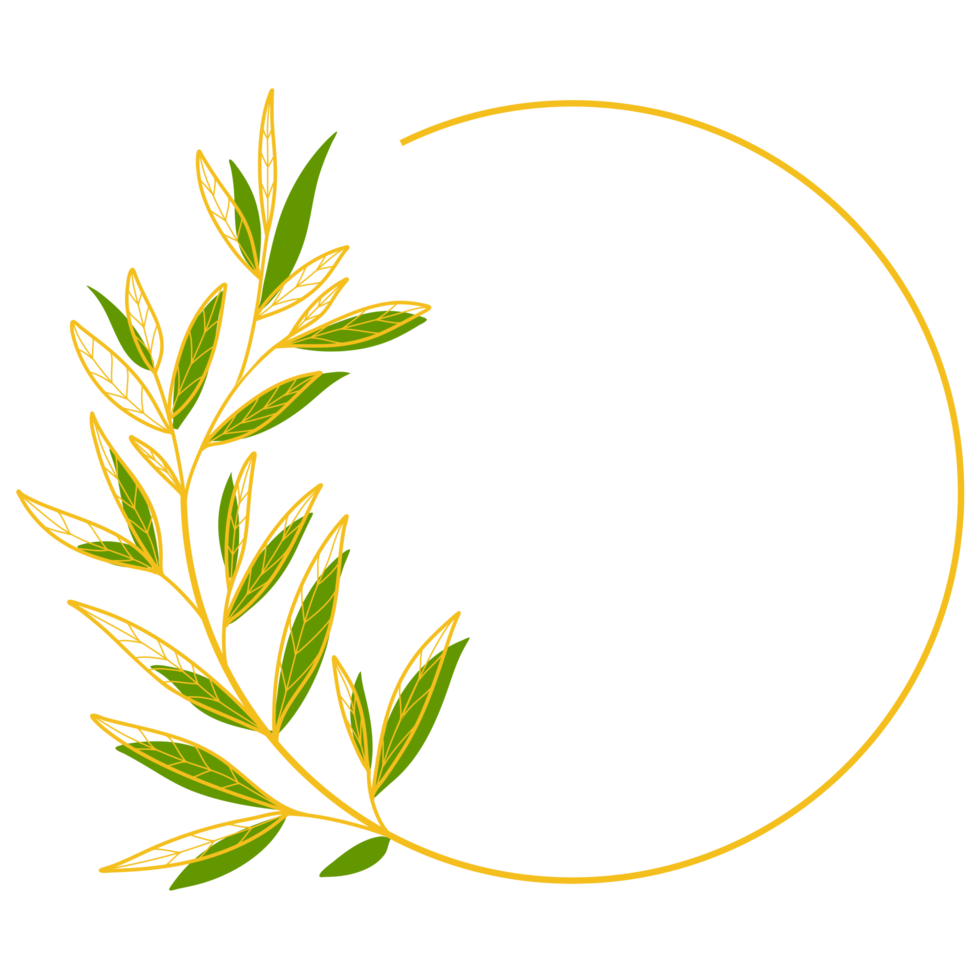 Gold Circle Frame with Leaves png
