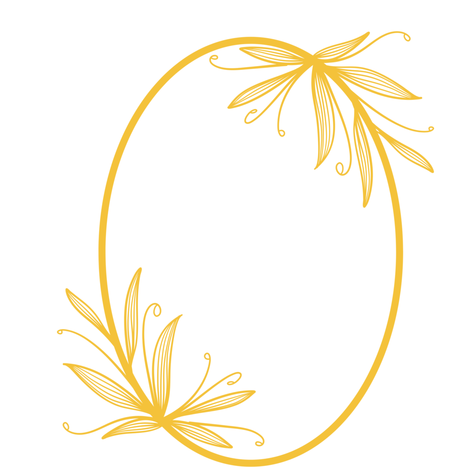 Golden Circle Frame with Leaves png