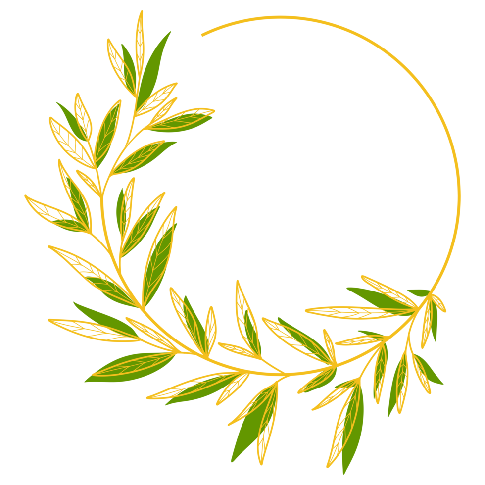 Gold Circle Frame with Leaves png