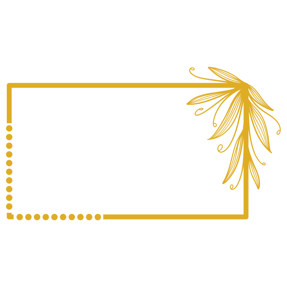 moldura de retângulo dourado com folhas png